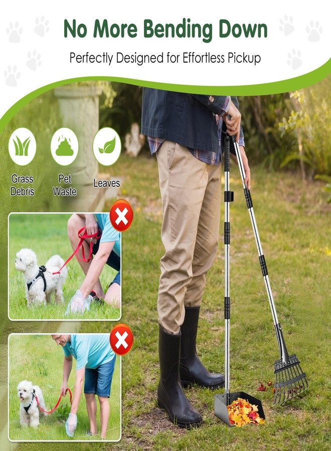 ليتشي مجموعة مجرفة ومجرفة متينة من الفولاذ المقاوم للصدأ من ليتشي، مثالية للحديقة - مجرفة محمولة للكلاب الصغيرة والمتوسطة الحجم، بمقبض طويل قابل للتعديل، مقاومة للصدأ، مع ملحق للكيس، ومشبك للرباط - Image 3